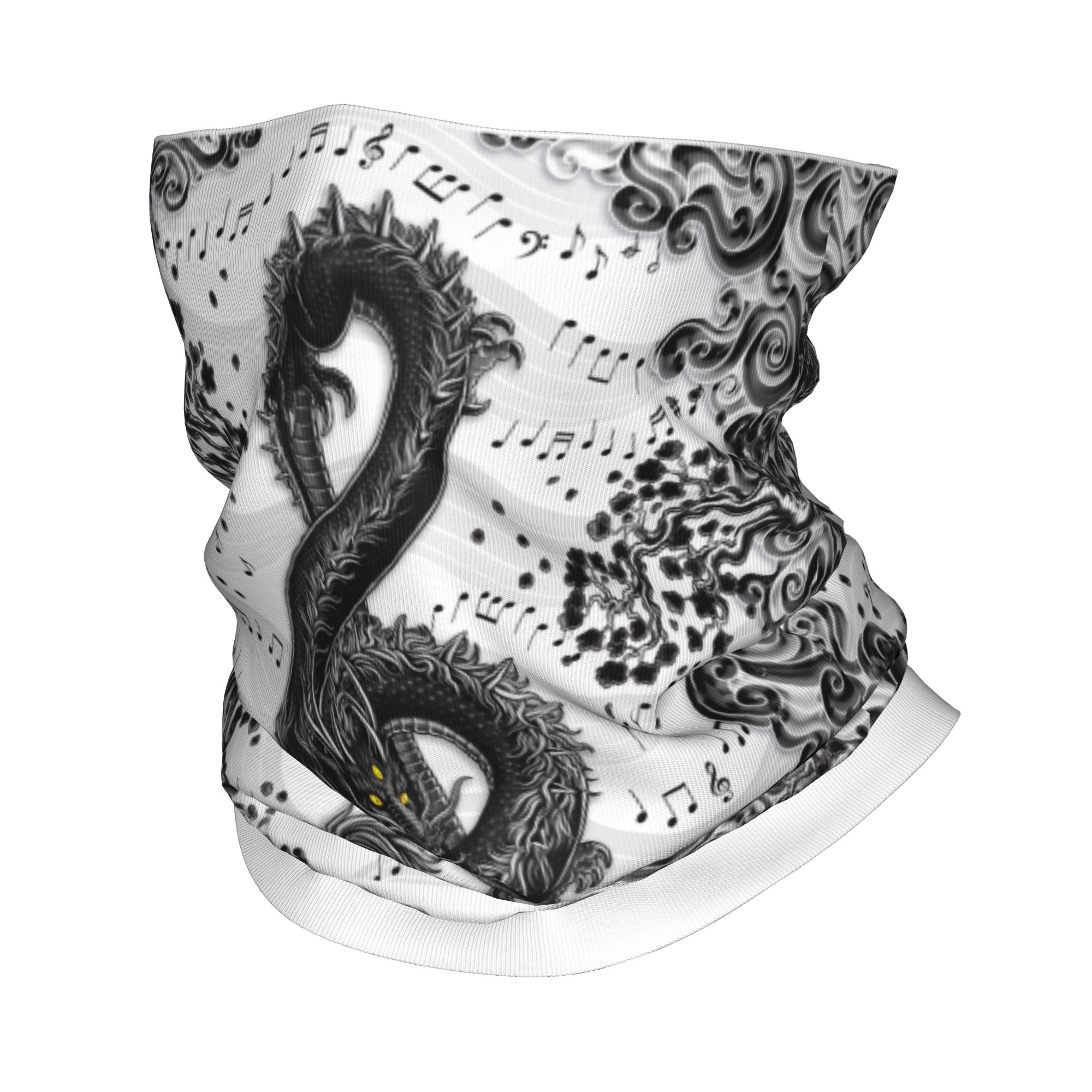 Neck Warmer Tube - Custom Treble Clef Music Dragon Art