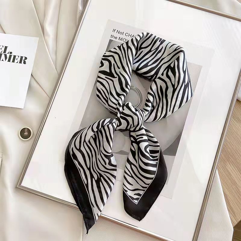 Ascot Neck Scarf - New Fashion Zebra Printed Square Scarf