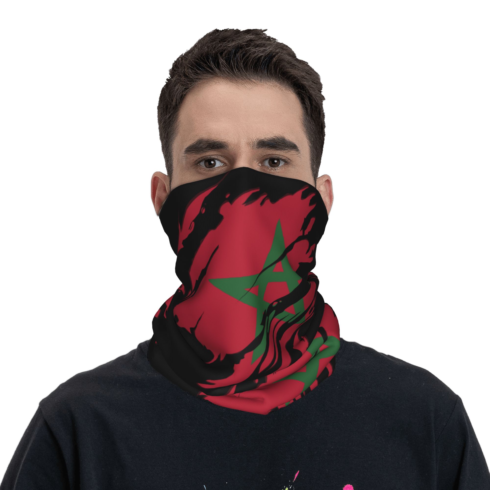 Neck Warmer Tube - Custom Moroccan Torn Morocco Flag Bandana